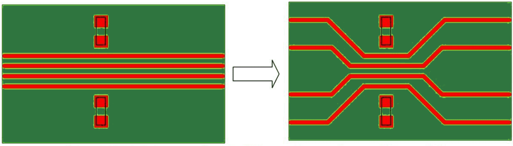 Maintaining proper spacing between adjacent signal traces helps reduce crosstalk and interference. It also allows signals to propagate more effectively.
