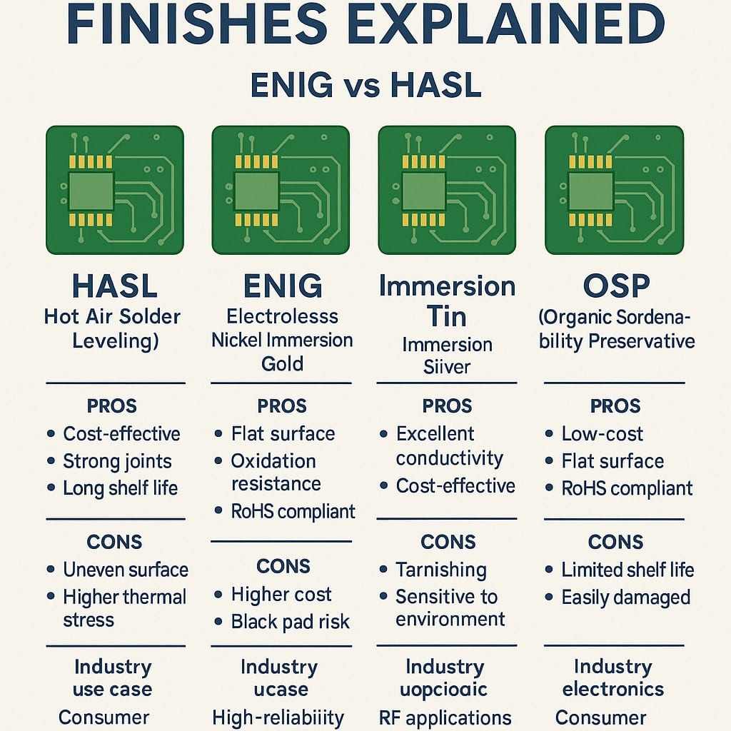 How Does ENIG Compare to HASL, OSP, Immersion Silver, and Tin?