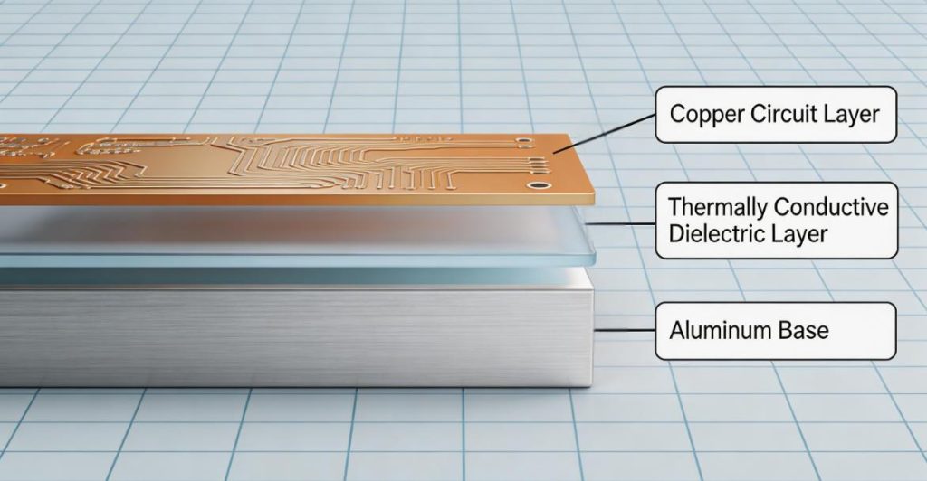 Cross-section diagram of aluminum PCB