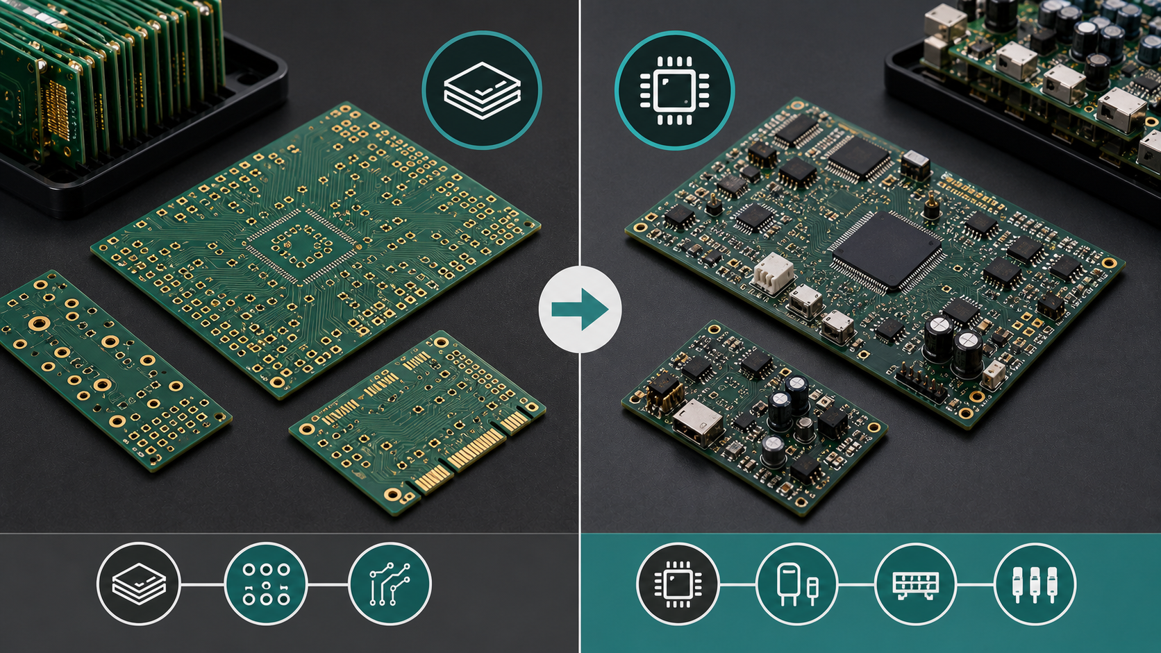 Bare printed circuit board and assembled PCBA comparison for customs HS code classification