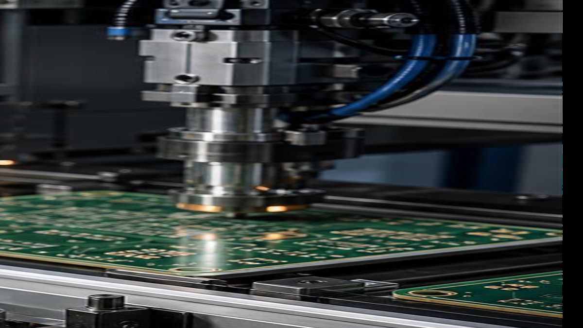 Real etched PCB board inspection on an electronics workbench