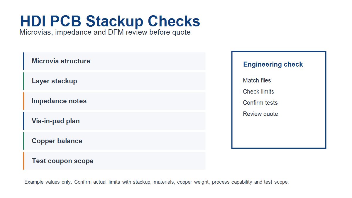 HDI PCB stackup checks infographic