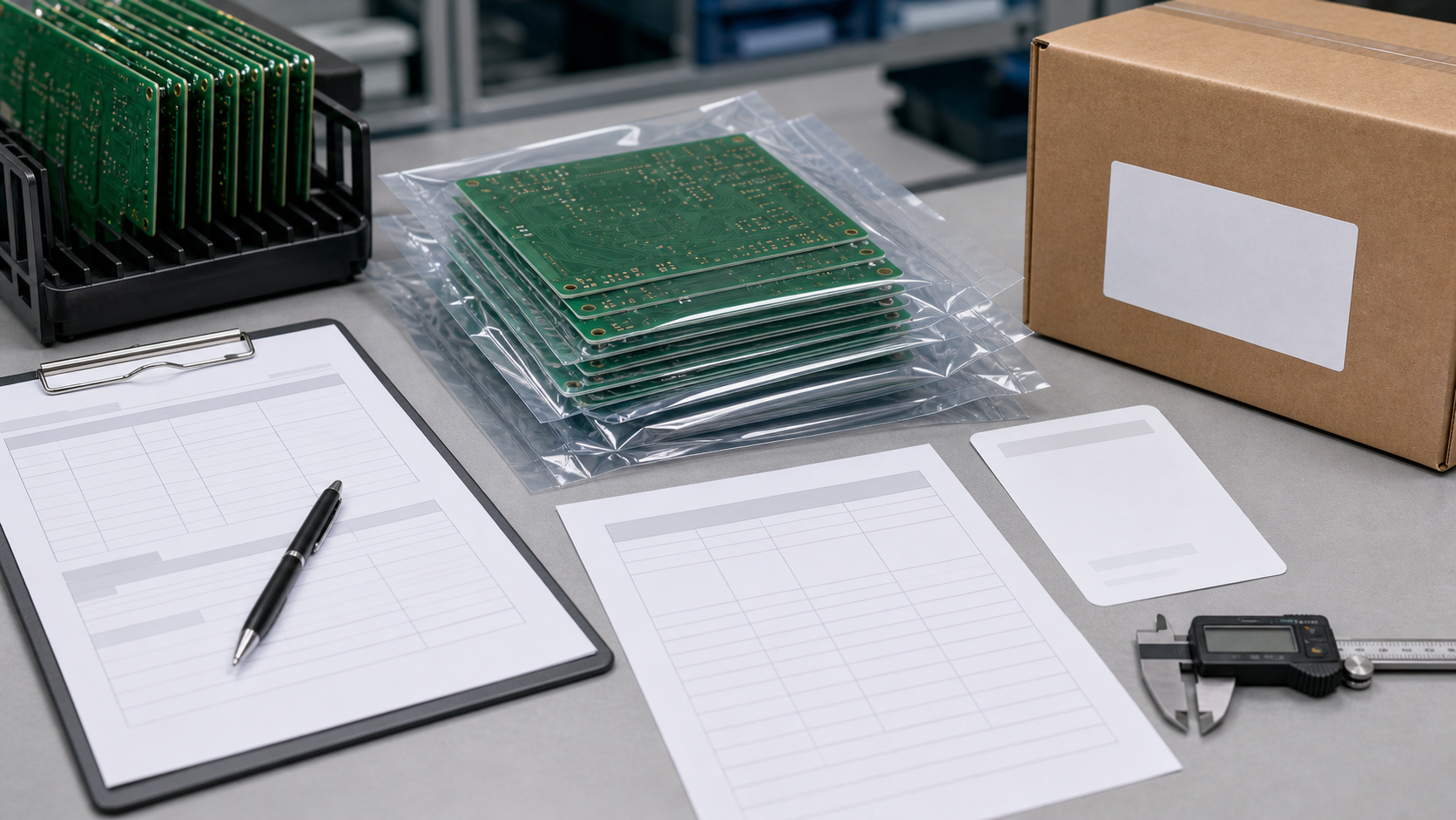 Bare PCB boards prepared with export documents for HS code review