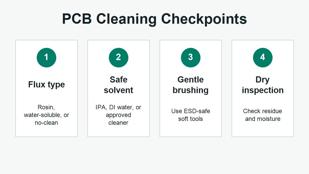 PCB cleaning checkpoints after soldering
