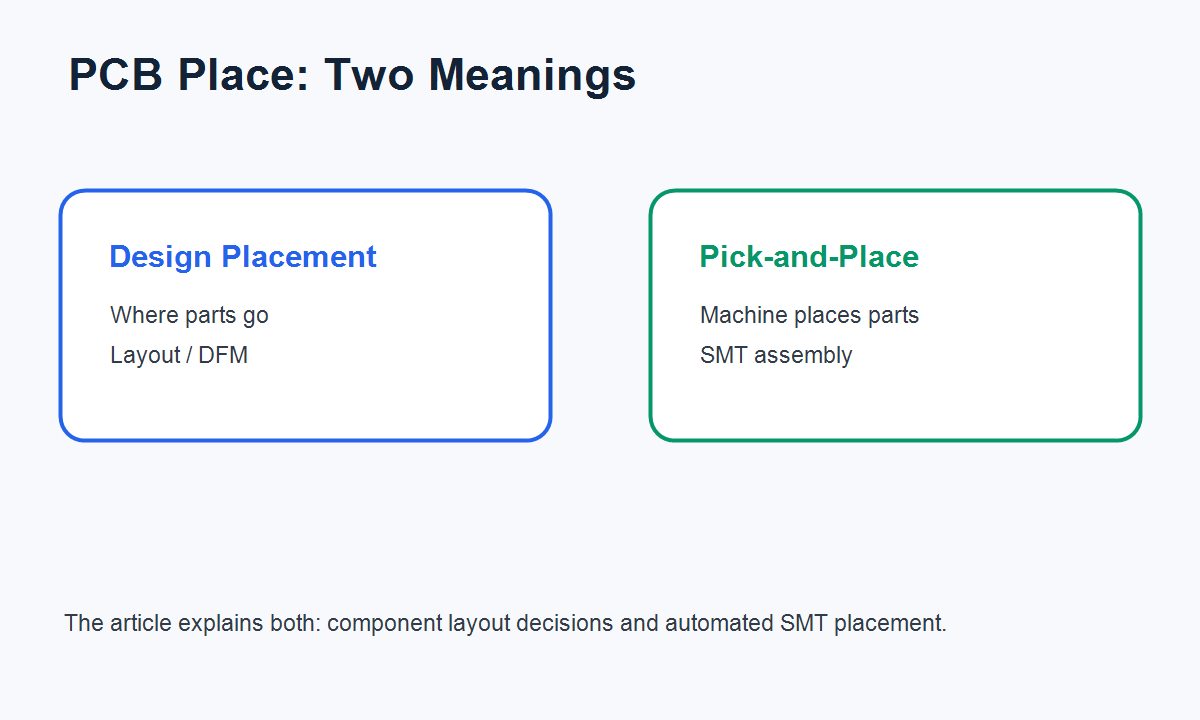 Two meanings of PCB place: design placement and SMT pick-and-place assembly