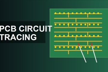 PCB circuit tracing hero image with copper traces and multimeter probes