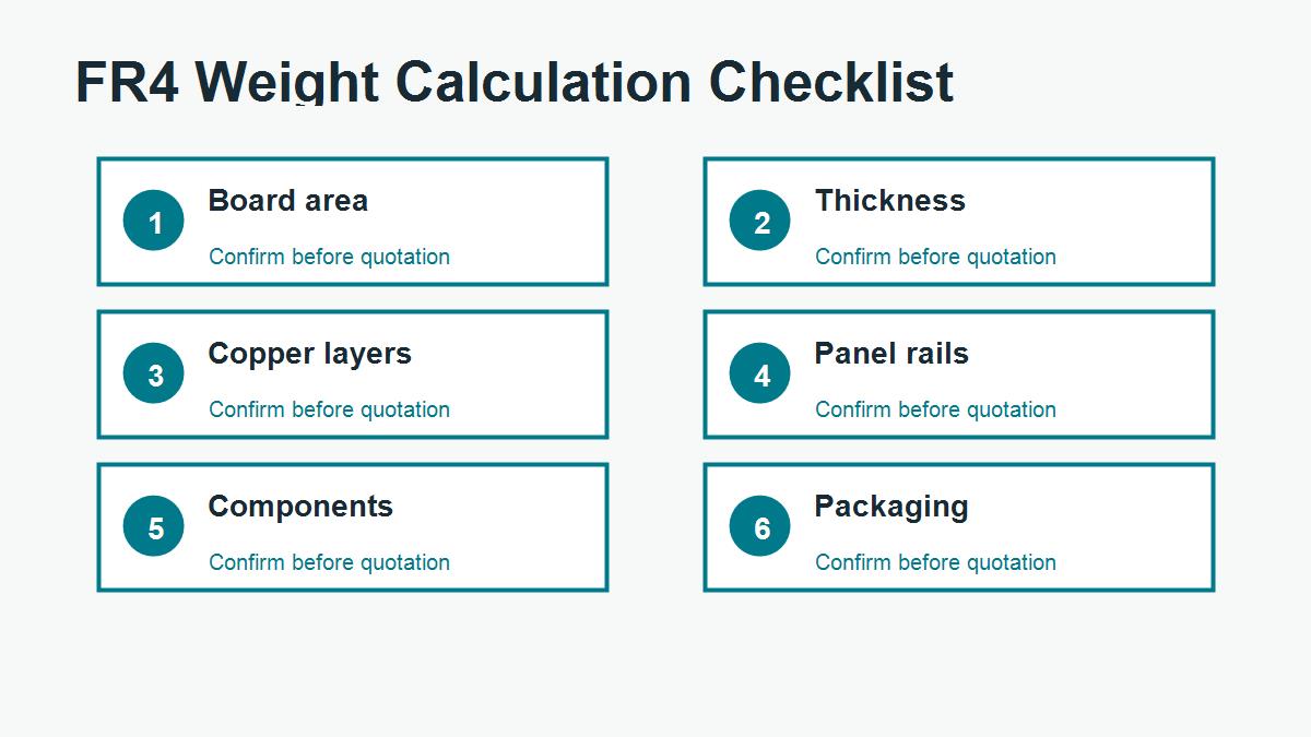 FR4 Weight Calculation checklist for PCB buyers