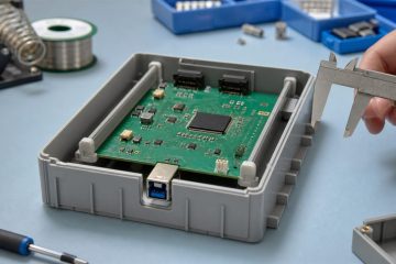 PCB secured in an enclosure with edge rails and insulated snap clips