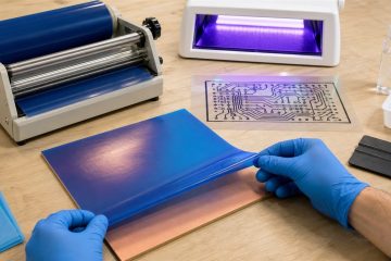 PCB dry film photoresist lamination and UV exposure workstation