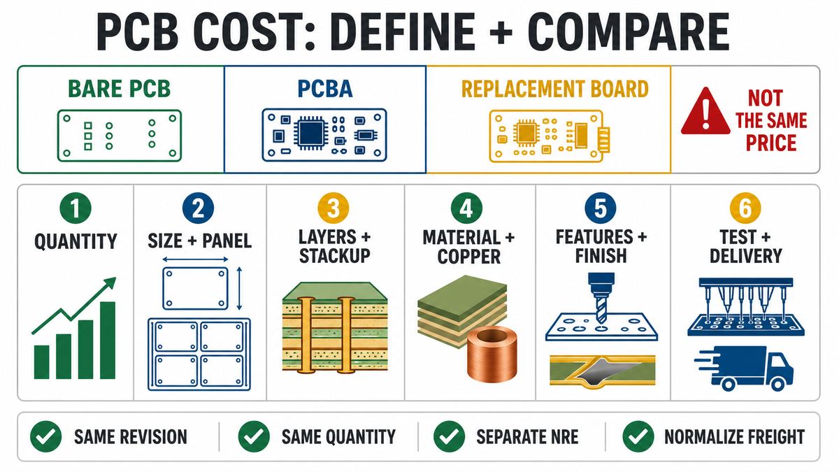 PCB cost driver map and like-for-like quotation checklist