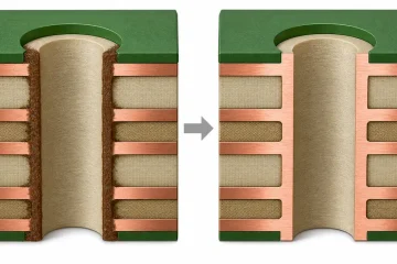 PCB desmear before and after hole-wall illustration