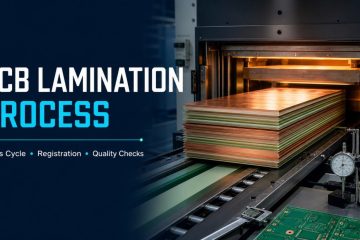 Multilayer PCB cores and prepreg entering a lamination press