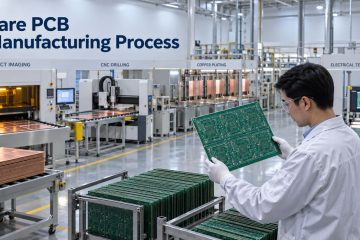 Bare PCB fabrication line with imaging drilling plating and electrical test