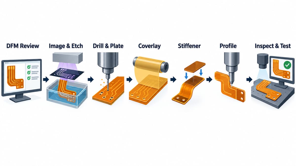 Flexible PCB process from DFM review through inspection and testing