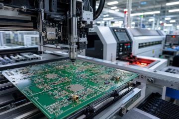 High frequency RF PCB panel on a precision SMT pick-and-place line