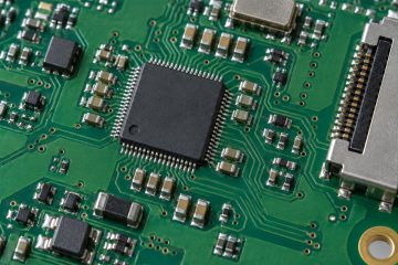 Illustrative digital PCB with an IC and nearby passive components