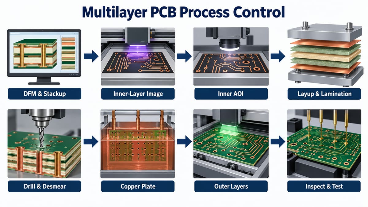 Multilayer PCB process from stackup review to inspection and testing