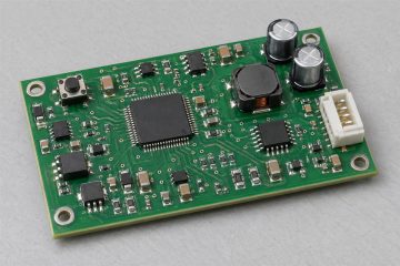 Illustrative assembled PCB showing several electronic component package types