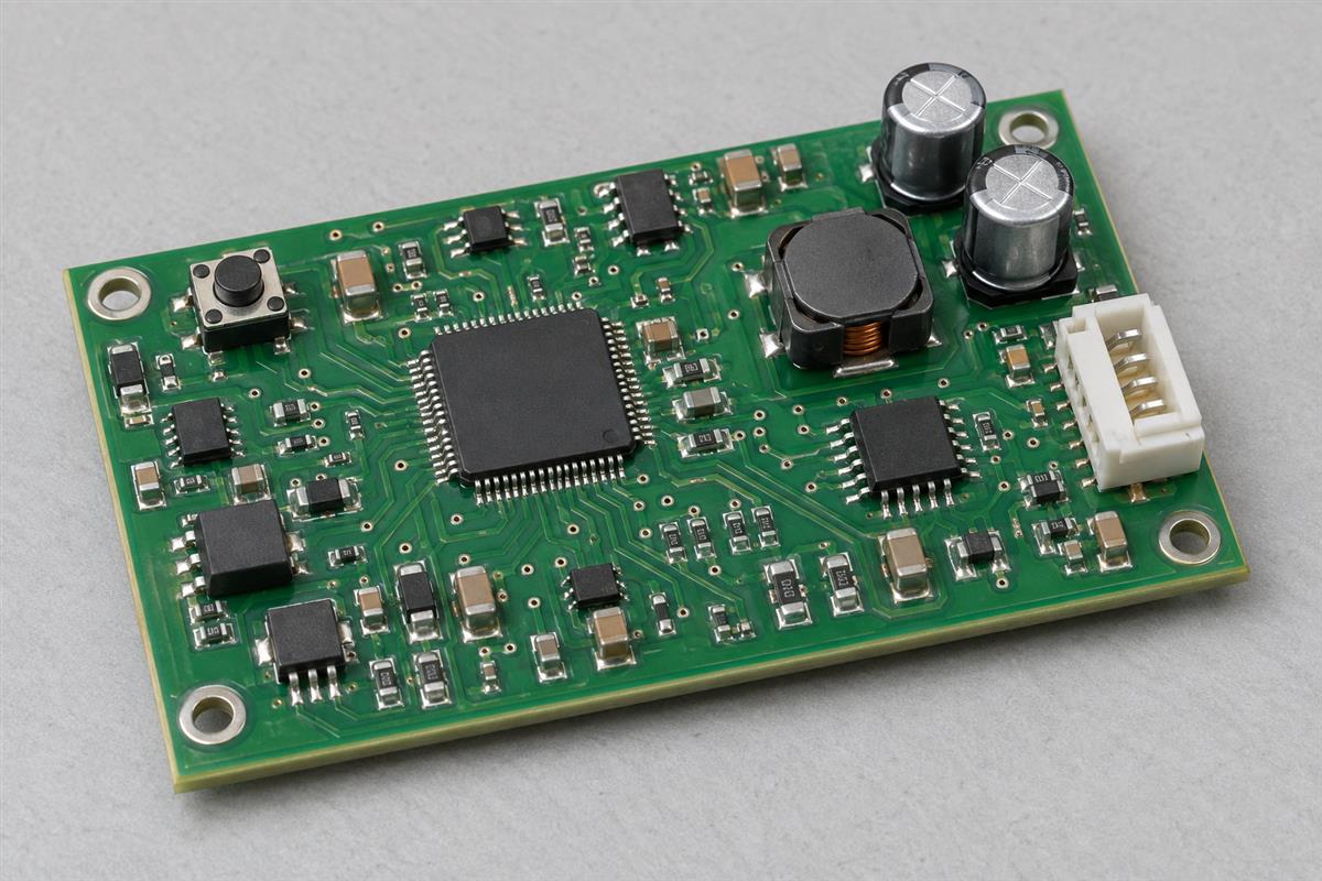 Illustrative assembled PCB showing several electronic component package types