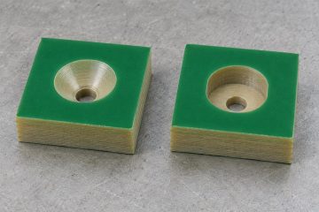 Conical countersink and flat-bottomed counterbore in thick laminate teaching samples, AI illustration