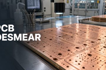 Illustrative drilled copper-clad PCB panel before hole-wall metallization