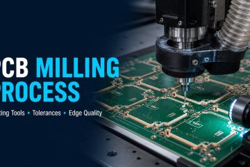 PCB milling spindle routing a finished circuit board outline