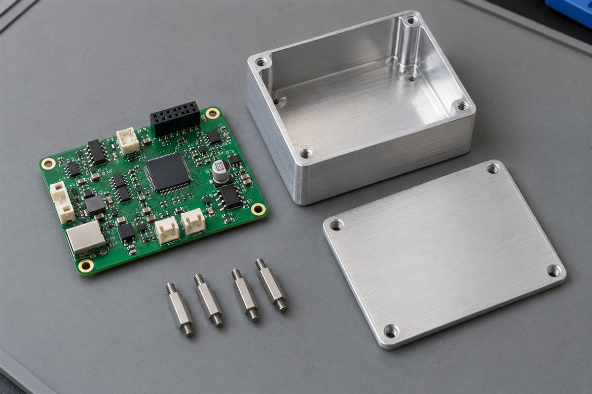 Physical circuit board and enclosure parts arranged for a design review