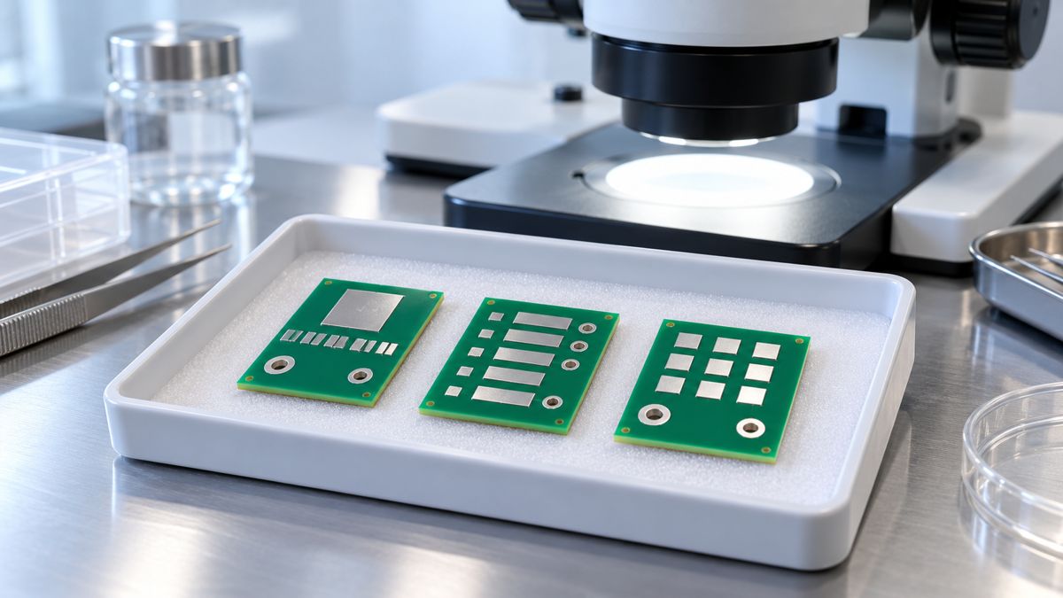 Conceptual solderability laboratory with bare PCB coupons and inspection equipment