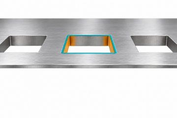 Conceptual cutaway of a metal stencil showing aperture opening and internal walls