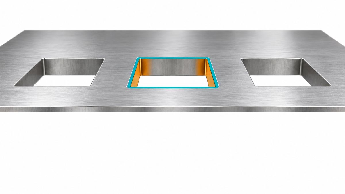 Conceptual cutaway of a metal stencil showing aperture opening and internal walls